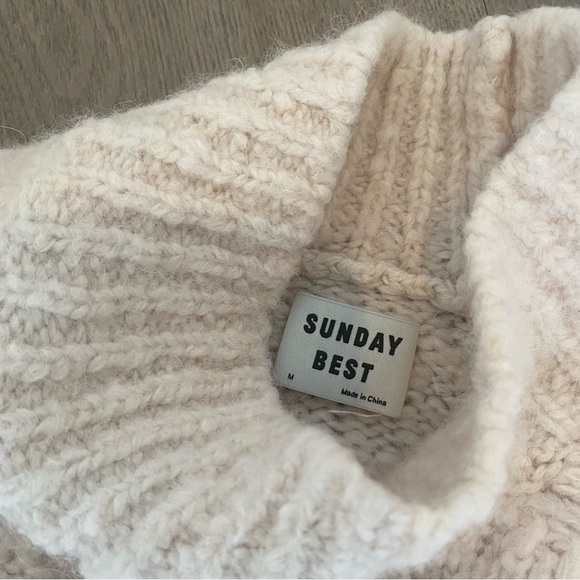 SUNDAY BEST beige cable knit Melly sweater, mockneck, size M - Picture 9 of 11
